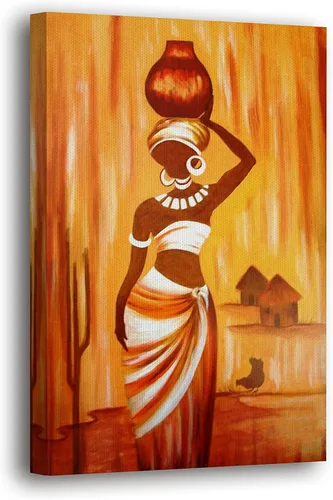 Vista 25 de SpiritualHands Máscaras africanas - Lienzo decorativo para pared, lienzo de dama africana, vibrante arte de pared africano hecho a mano