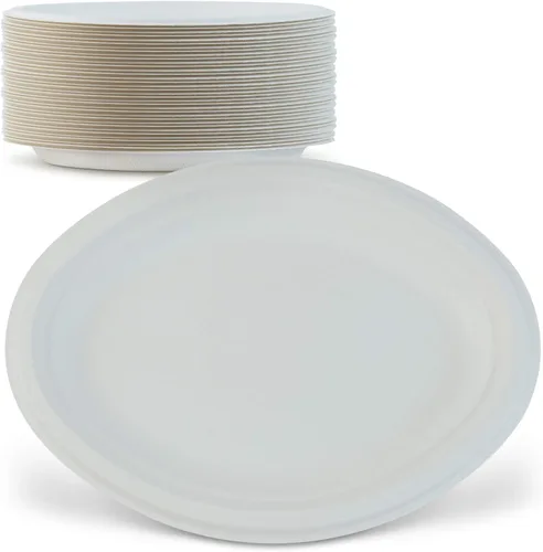 Vista 11 de Green Earth Platos compostables de 6 pulgadas, 125 unidades de fibra de bagazo natural
