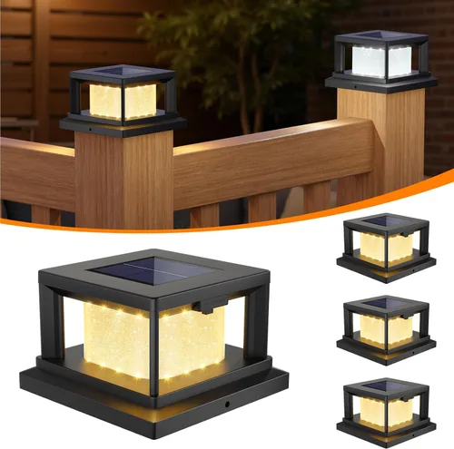 Vista 16 de Paquete de 4 luces solares para postes al aire libre, 2 modos de luz LED para postes de 4 x 4, luz impermeable para decoración de patio, jardín