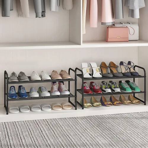 Vista 7 de Simple Trending - Zapatero apilable de 2 niveles, organizador de almacenamiento para zapatos de metal, negro