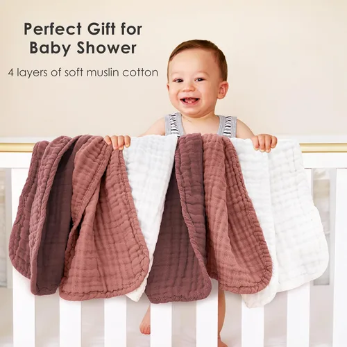 Vista 2 de Paños de muselina para eructos para bebé, 100% algodón, para unisex, niño, niña - Grandes 20" x 10", productos esenciales para recién nacidos, ultra