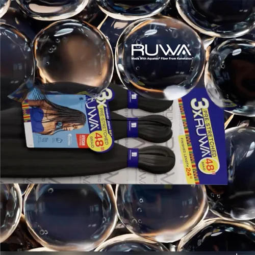 Vista 5 de Sensationnel Ruwa cabello para trenzas preestirado - 3x 36 pulgadas repelente al agua kanekalon sintético de secado rápido deportivo sin picazón