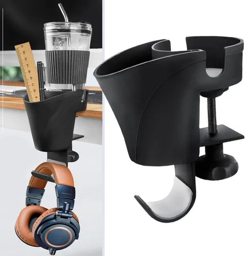 Vista 4 de Desk Organizers Clamp On Headphone Hook Cup Holder and Pen Stand Container for Efficient Workspaces Accessory
