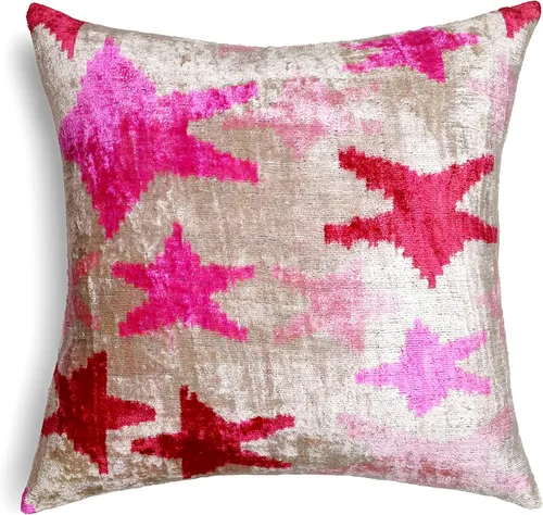 Vista 9 de CANVELLO -Exquisita almohada de plumón/cojín: almohadas de plumas elegancia y arte Almohadas icónicas con diseño Ikat Seda de terciopelo suave