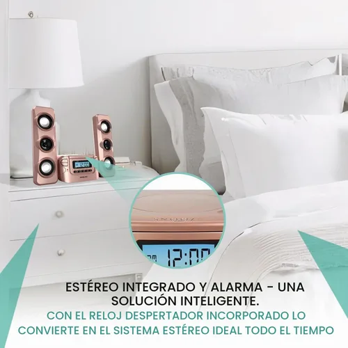 Vista 8 de Philco Stereo Shelf Systems - Sistema compacto de estante de CD con radio estéreo FM digital, tecnología inalámbrica Bluetooth y control remoto
