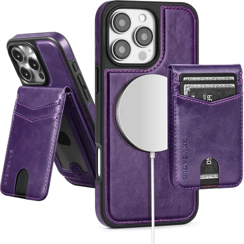 Vista 63 de SkyEagle - Funda tipo cartera compatible con MagSafe para iPhone 11, color negro Detachable Magnetic Credit Card Holder,RFID Blocking,PU
