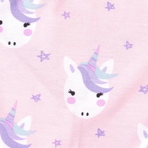 Vista 5 de The Children's Place Pijama de algodón para bebé y niña, diseño de unicornio, panda, ajuste cómodo, paquete de 2