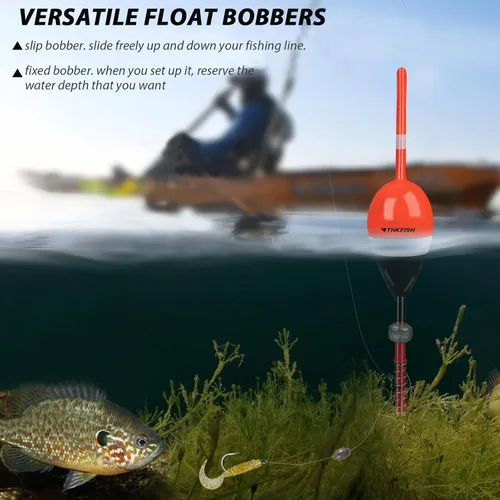 Vista 3 de THKFISH Flotadores de pesca y bobbers flotadores de madera de balsa, bobbers de resorte con bobbers ovalados para peces de panfish crappie, Walleyes