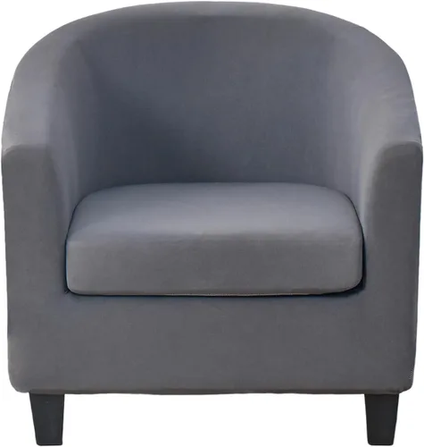 Vista 10 de CRFATOP - Funda elástica para sillón de club (2 piezas) 1 Club Cover & 1 Cushion Cover, Soft Round Tub Sofa Covers, Pet Friendly, Washable