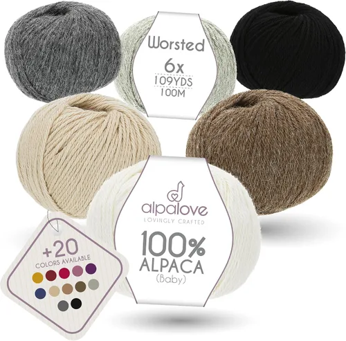 Vista 47 de Set de Lana Abultada (6 x 50 g) Súper Suave de Alpaca Bebé para Tejer Antracita 300 Metros