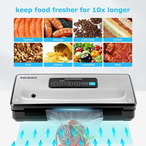 Vista 7 de Máquina selladora al vacío con 55 bolsas selladoras de alimentos de 8 x 12 pulgadas y rollo al vacío de 11 x 118 pulgadas, máquina de sellado al