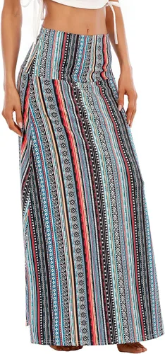 Vista 5 de Zando Faldas largas para mujer, vestidos de moda de cintura alta, falda larga casual de entrenamiento, falda de flores acampanada para niñas