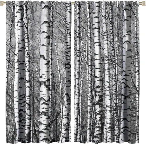 Vista 40 de Cortinas de abedul para sala de estar, niebla matutina en otoño, decoración del hogar, 42 x 45 pulgadas de largo