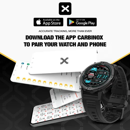 Vista 6 de CARBINOX X-Ranger - Reloj inteligente con correa de metal de 0.86 pulgadas, resistente al agua, IP69K, compatible con Android e iOS, batería de 14