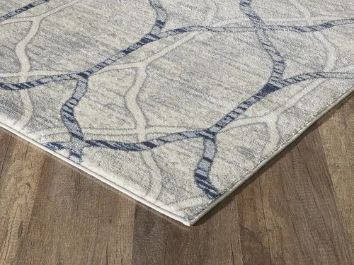 Vista 5 de Abani Alfombra moderna de 3 x 5 pies, diseño geométrico gris y azul, colección Arto