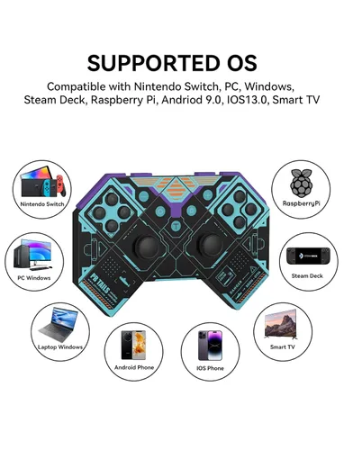 Vista 2 de PB Tails Wireless Switch Controller with Dual Vibration6-Axis Motion SensorTurboWake-Up for Nintendo Switch, PC, Windows, Steam Deck, Raspberry Pi