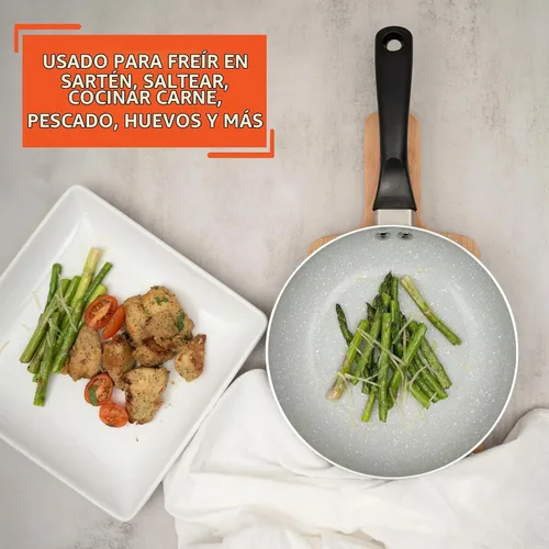 Vista 6 de IMUSA Sartén de cerámica gris moteada de aluminio Premier Cera de 8