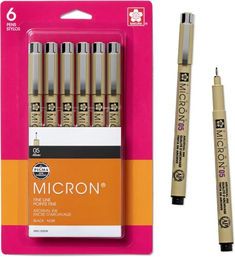 Vista 14 de SAKURA Pigma Micron 50131 - Bolígrafos fineliner, tamaño de 10 puntas, tinta negra archival, paquete de 6