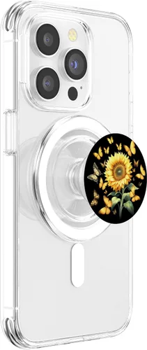 Vista 3 de Lindo amarillo mariposa girasol monarca mariposa naturaleza PopSockets MagSafe PopGrip para iPhone