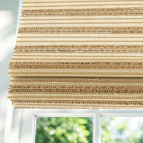 Vista 12 de Persianas Romanas de Bambú Inalámbricas, Persianas para Ventanas, Persianas de Madera Tejida Personalizadas para Ventanas Interiores, Puertas