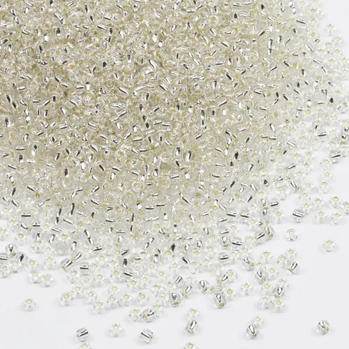 Vista 24 de Cuentas de Semilla de Vidrio Transparentes con Línea Plateada Tamaño 8/0 Artesanías Cuentas de Semilla de Cristal de 3 mm para Hacer Joyas