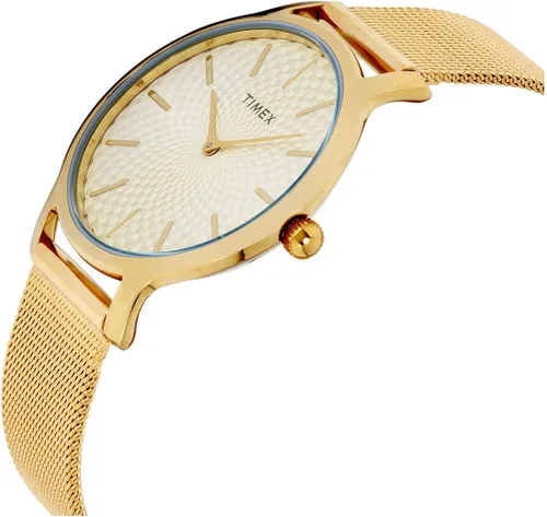 Vista 2 de Timex Reloj Metropolitan de 1.339in para mujer, Tono doradoRayo de sol blanco.