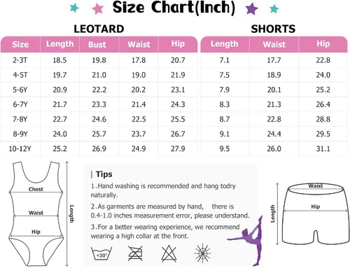 Vista 7 de Jinhiteam Leotardos de gimnasia para niñas, talla 2 a 9 años, multicolor, sin mangas, para niños pequeños
