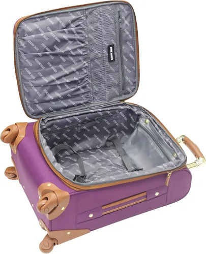 Vista 4 de Steve Madden Designer Luggage Collection - Bolsa expandible de 28 pulgadas para hombres y mujeres, maleta duradera y ligera a cuadros con ruedas