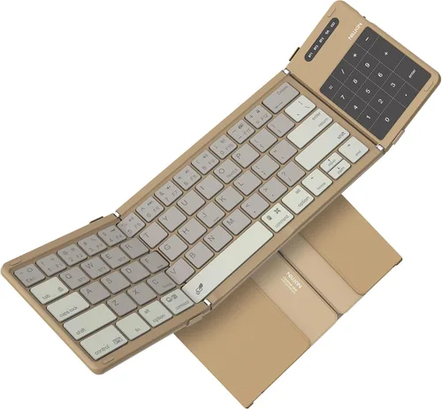 Vista 12 de Nillkin - Teclado plegable de viaje con panel táctil y teclado numérico, teclado Bluetooth inalámbrico portátil plegable de tamaño completo