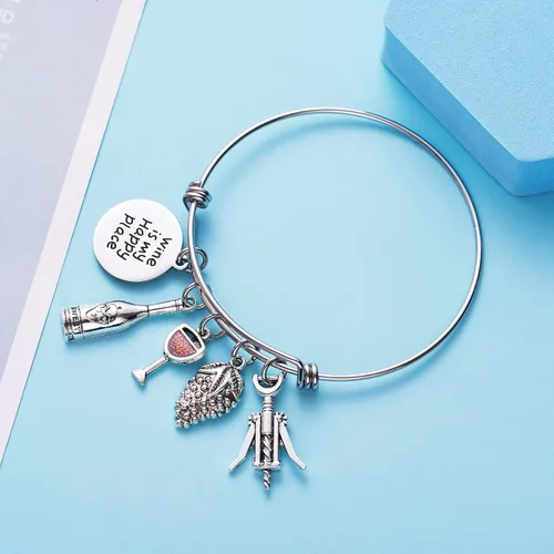 Vista 4 de Vino es My Happy Place vino Whisperer regalo los amantes del vino vino de regalo los amantes del vino de regalo de joyería pulsera de regalo