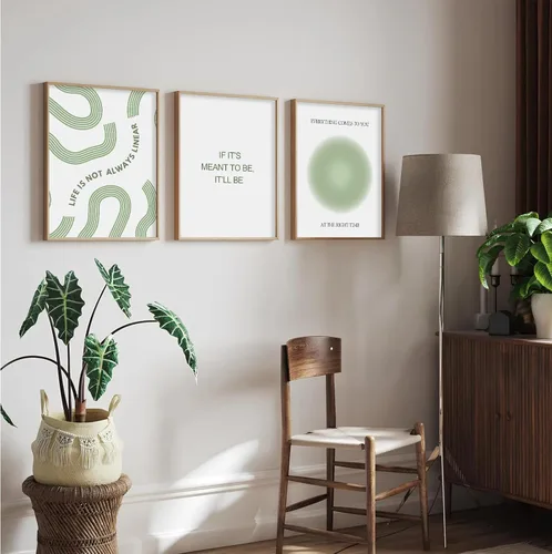 Vista 7 de Arte de pared verde salvia para pared, terapia de oficina, lienzo para decoración de pared, póster motivacional, citas inspiradoras, impresiones