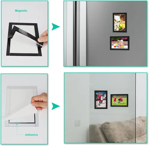 Vista 3 de CRUGLA Portarretratos magnéticos de 4 x 6 pulgadas para refrigerador, paquete de 12 unidades, hoja magnética modificada con parte trasera
