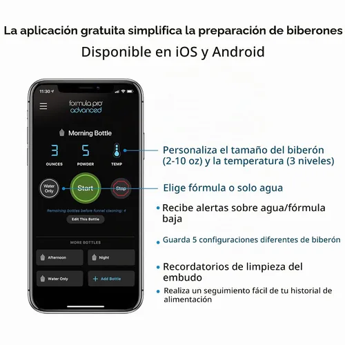 Vista 4 de Baby Brezza Formula Pro Advanced WiFi - Máquina dispensadora de fórmula, mezcla automáticamente un biberón de fórmula caliente al instante, prepara