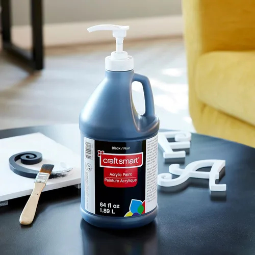 Vista 2 de Craft Smart Pintura acrílica negra de 64 onzas, pintura de secado rápido para dibujar, pintura, suministros de arte y manualidades, 1 paquete