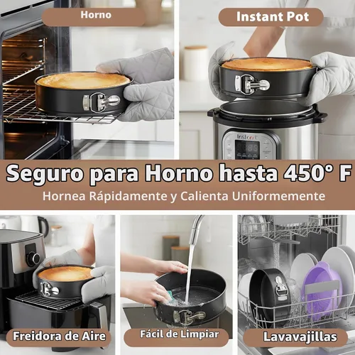Vista 4 de Springform - Molde antiadherente para tarta de queso de 9 pulgadas