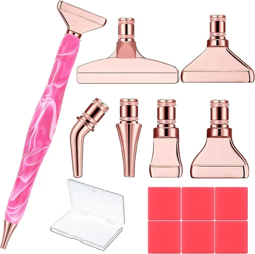 Vista 9 de Heyseri Bolígrafos de arte de diamante, juego de herramientas de 14 piezas, accesorios para bolígrafos de pintura de diamante, puntas de metal