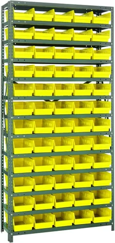 Vista 217 de Quantum QSBU-245BK Heavy Duty Shelving Unit with (7) Shelves and (24) QUS245 Black Bins for Garage Warehouse Storage Distribution 400 lb Load