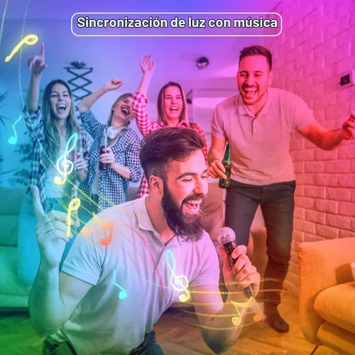 Vista 3 de Tatazone Tiras de luces LED RGBWW con Bluetooth, 5 metros de tiras de luz LED ajustables de blanco 3000K a 6500K + RGB, tiras de luces LED