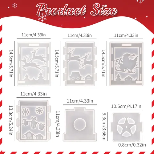 Vista 4 de Moldes de resina de linterna de Navidad, 6 piezas de moldes de fundición