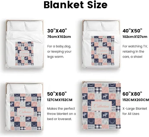 Vista 7 de Manta personalizada con nombre, manta de bebé personalizada para niños y niñas, manta personalizada con nombre para niños y adultos, manta de bosque