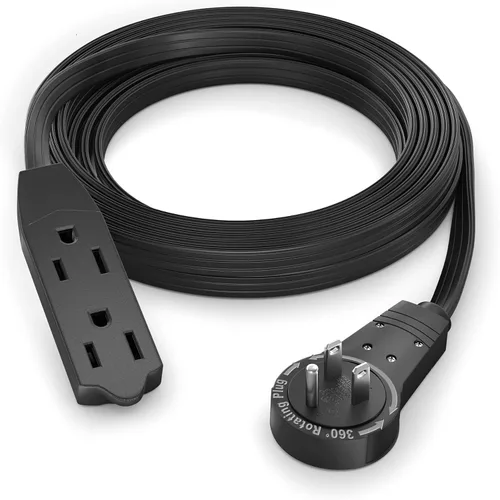 Vista 10 de Maximm - Cable de extensión de enchufe plano giratorio de 360°, 0.30 m, 16 AWG, múltiple, extensión de salida, cable con conexión a tierra, 3 Blanco