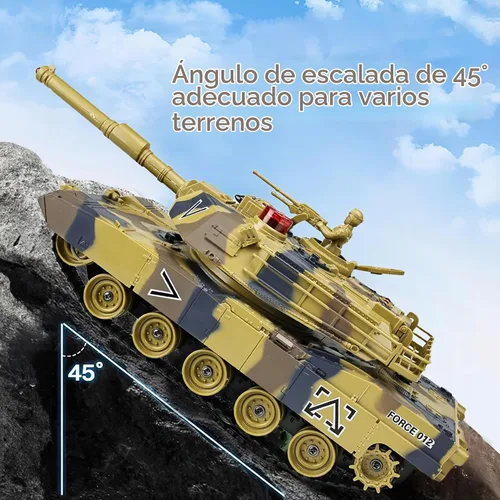 Vista 4 de KAIM Tanque RC 1/24, tanque de control remoto para niños con humo, luces y sonidos, modelo US M1A2 Abrams Army de 2.4 GHz, regalo de juguetes