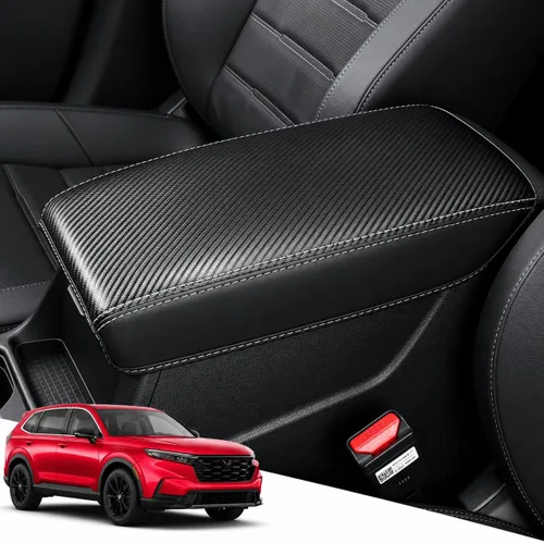 Vista 12 de Great-luck Funda de cuero para consola central, almohadilla para reposabrazos, accesorios de cubierta de caja (costuras rojas) para BMW X1 2023 2024