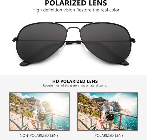 Vista 4 de Livhò Sunglasses for Men Women Aviator Polarized Metal Mirror UV 400 Lens Protection