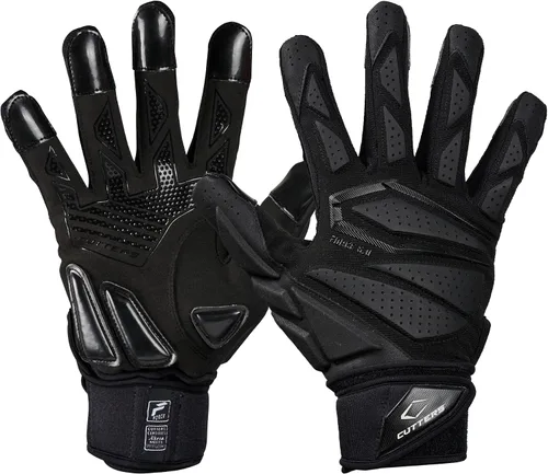 Vista 6 de Cutters Force Padded Football Gloves for Lineman. Extra Grip. Adults Blanco