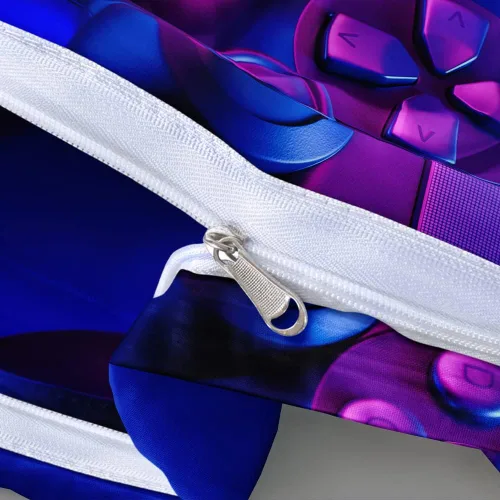 Vista 5 de Juego de funda de edredón de tamaño individual con estampado 3D de Gamepad azul para niños, fundas de edredón y fundas de almohada para dormitorio