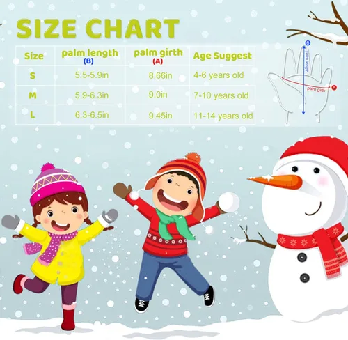Vista 6 de ThxToms Guantes de invierno para niños, impermeables, guantes de nieve para niños y niñas, clima frío, deportes al aire libre, snowboard, bicicleta