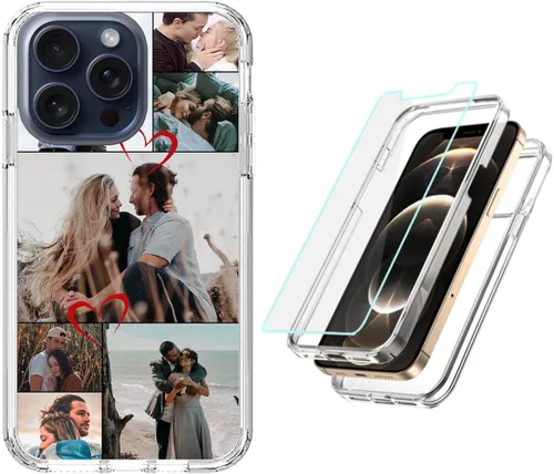 Vista 11 de Funda resistente personalizada para Apple iPhone 15, 14, 13, 12, 11 Pro Max Plus Mini XR X XS 8 7 SE [protector de pantalla de vidrio templado]