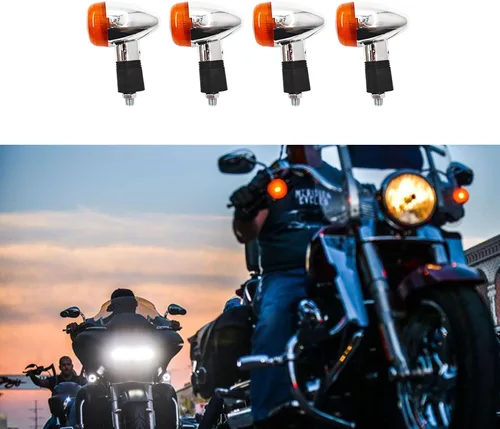 Vista 4 de munirater Luces intermitentes universales para motocicleta, luces indicadoras ámbar intermitentes para motocicleta, luces delanteras y traseras