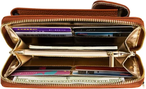 Vista 5 de Crossbody - Monedero para teléfono celular para mujer, monedero con soporte de muñeca para teléfono